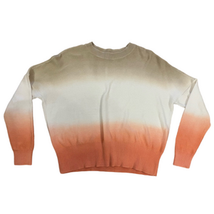 en Thread Ombre Gradient Crewneck Knit Sweater Tan Coral White Small